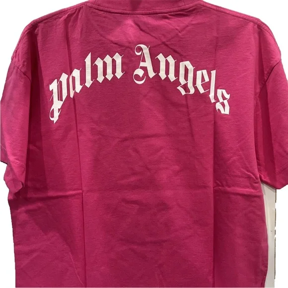 PALM ANGELS Fuchsia Banana Graphic Classic Print T Shirt Size L